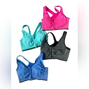 4 front zipper Sport Bra, Large. colored.